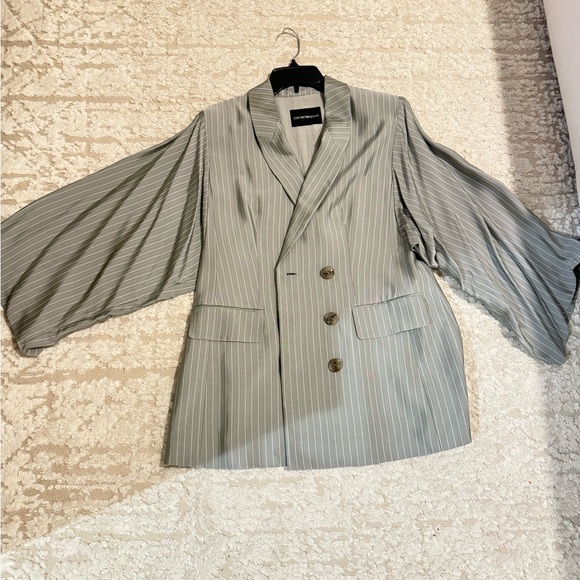 Emporio Armani Metallic Gray Pinstripe Jacket - Picture 2 of 3